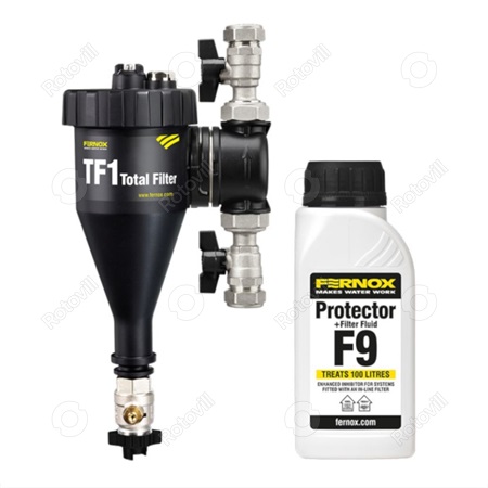 FERNOX MÁGNESES ISZAPLEVÁLASZTÓ TF1 Total Filter 1"+ F9 Protector + Filter Fluid 265 ml