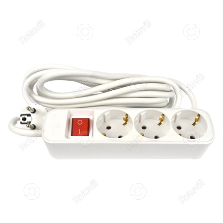 HOSSZABBÍTÓ RCOOL 3-AS 3M FEHÉR KAPCSOLÓS (3x1,5)