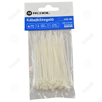 KÁBELKÖTEGELŐ RCOOL FEHÉR (100mm x 2,5mm) 100db/csomag