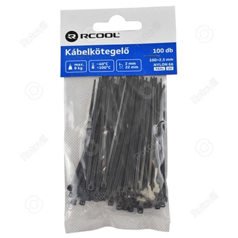 KÁBELKÖTEGELŐ RCOOL FEKETE (100mm x 2,5mm) 100db/csomag