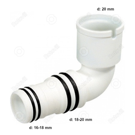 KIFOLYÓCSATLAKOZÓ KÖNYÖK 90°-OS KLÍMA SZERELŐDOBOZHOZ (UNIVERZÁLIS)