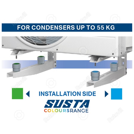 KLÍMATARTÓ KONZOLHOZ RUGÓS REZGÉSCSILLAPÍTÓ GUMIBAK SUSTA+ 55 kg (ZÖLD-KÉK)