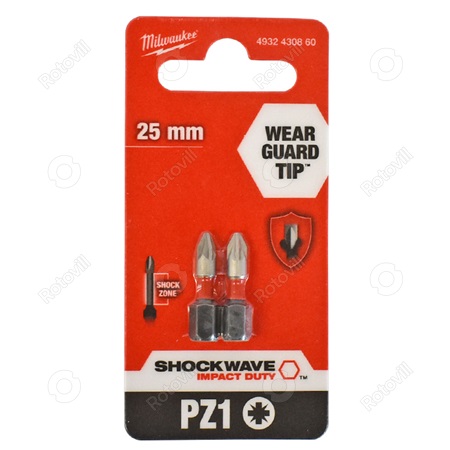 MILWAUKEE CSAVAROZÓ BIT PZ1-25mm SHOCKWAVE (2db/cs)
