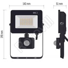REFLEKTOR 30W LED + PIR ÉRZÉKELŐ