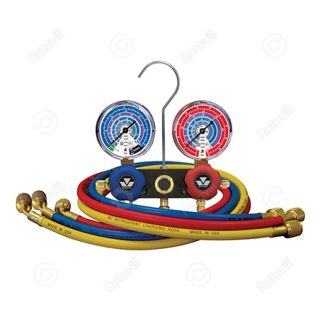 SZERVÍZCSAPTELEP MASTERCOOL 2 UTAS R22, R407C, R32, R410A (D=80 mm,1/4-ES 150cm TÖMLŐ SZETTEL)