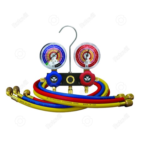 SZERVÍZCSAPTELEP MASTERCOOL 2 UTAS R22, R407C, R32, R410A (D=80 mm,1/4-ES 90 cm TÖMLŐ SZETTEL)