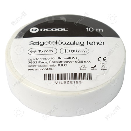 SZIGETELŐSZALAG RCOOL 15mm/10m FEHÉR