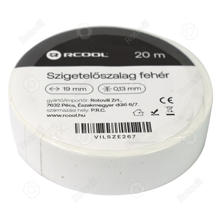SZIGETELŐSZALAG RCOOL 19mm/20m FEHÉR