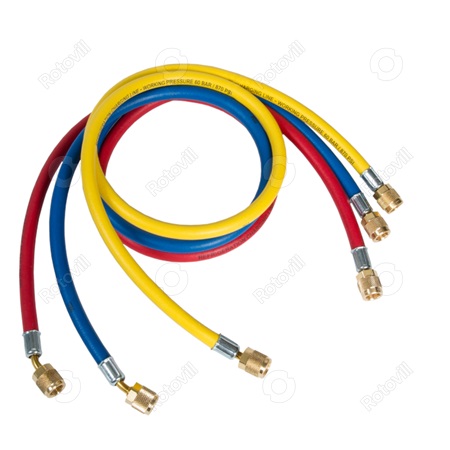 TÖMLŐKÉSZLET HŰTŐKÖZEGEKHEZ REFCO 1/4" - 1/4" SAE (3x120 cm) bármilyen hűtőközeghez, 60 bar nyomásig